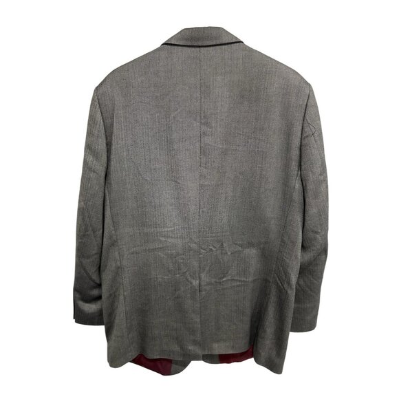 Alan Flusser Mens Gray Herringbone Blazer Jacket 44R Silk Worsted Wool Blend - Picture 2 of 11
